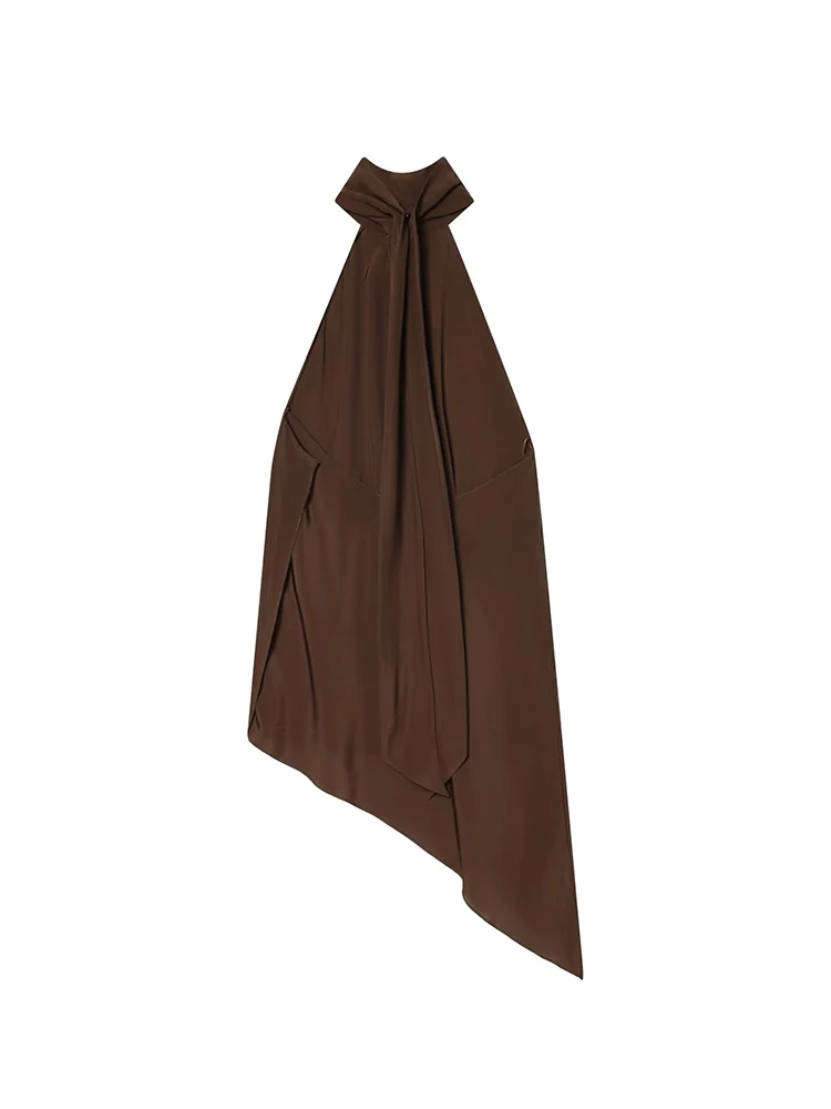 New Women Halter Tops Fashion Backless Elegant Asymmetrical Top Casual Sleeveless Solid Color High Street Female Chic Tops