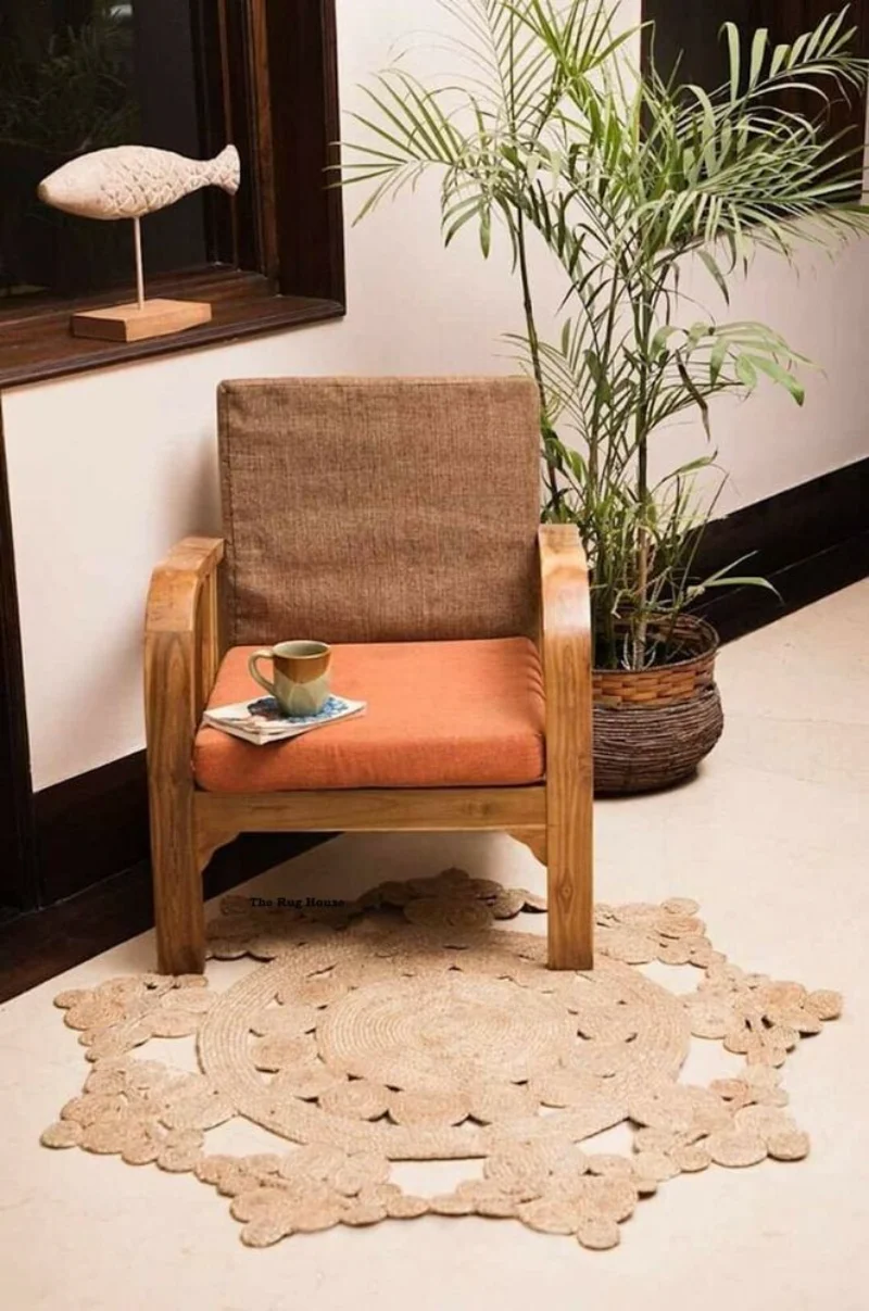

Jute Rug Round 100% Natural Braided Style Rug Home Decor Modern Carpet Area Rug