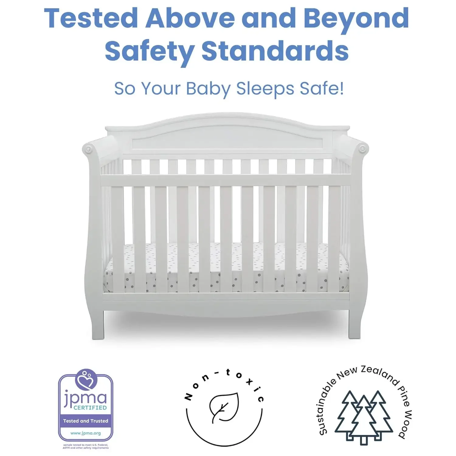 Children Lancaster 4-in-1 Convertible Baby Crib Bianca White