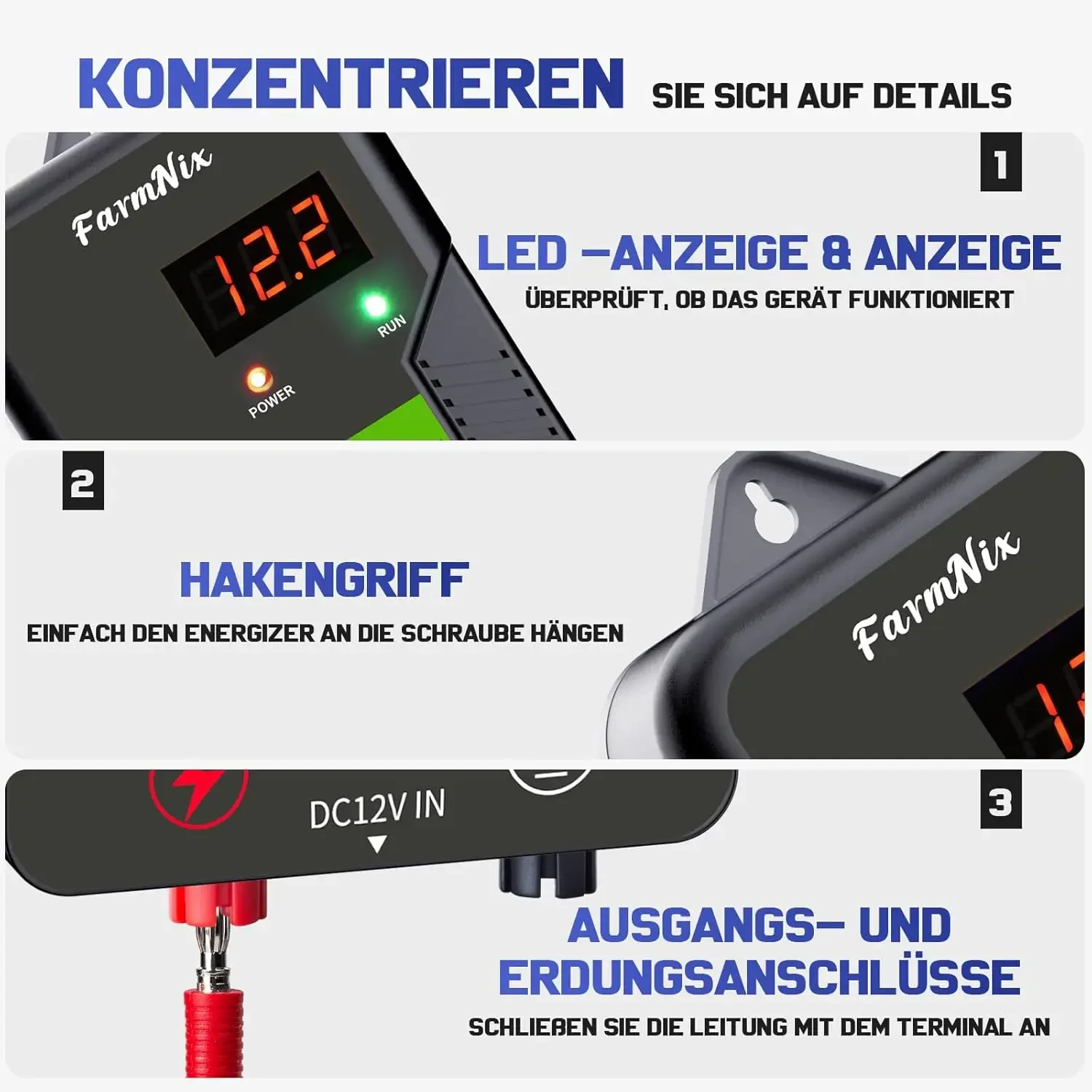 15KM/9.32Miles Electric Fence Energizer 2 Joule With LCD Display 12KV Energizer Controller for Farm Livestock Cows Cattle Horse
