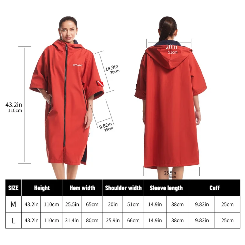 Diving Changing Robe Outdoor Anorak Waterproof Windproof Beach Surfing Poncho Quick Drying Fleece Warm Robe Oversized Coat Adult
