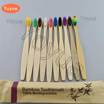 Spazzolini da denti in bambù da 100 pezzi Spazzolino da denti in legno ecologico portatile per adulti Spazzolini da denti morbidi per l'igiene orale dentale 1