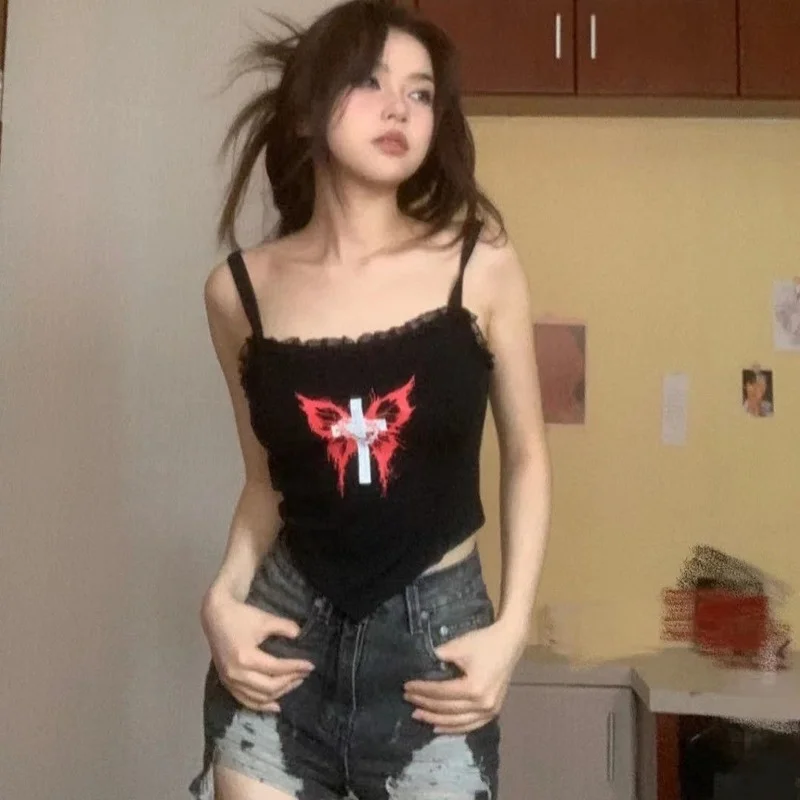 HOUZHOU Y2k ׷ ̽ ũ ž  Gyaru  Ʈ  ũ 鸮 ž, ƮƮ  μҸ ĳ̼ E ҳ