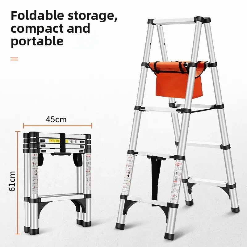 1.4+1.4M Stainless Steel Folding Ladder Herringbone Ladder Telescopic Ladders Step Household Engineering Stairs Home