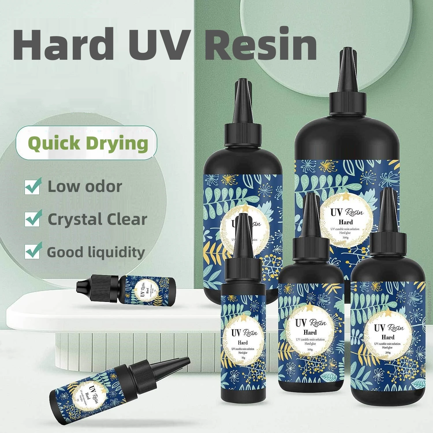 Hard UV Resin Glue Crystal Clear Ultraviolet Curing Epoxy Resin UV Glue Solar Cure Sunlight Activated DIY Jewelry Making Tools