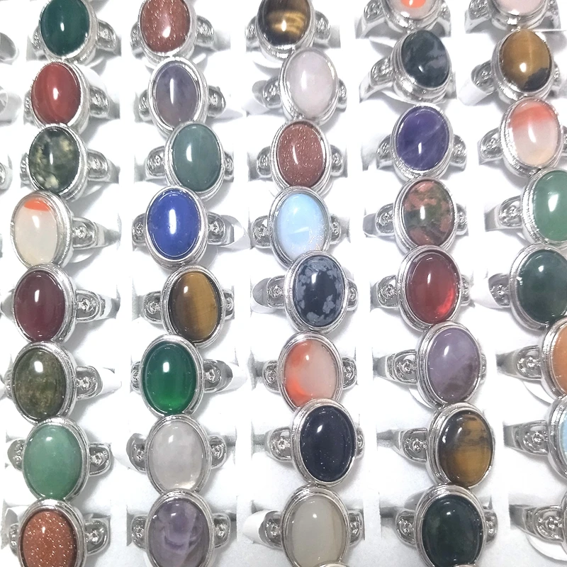 New Style Oval Natural Stone Rings 50pcs/lot For Women Fashion Rings 3