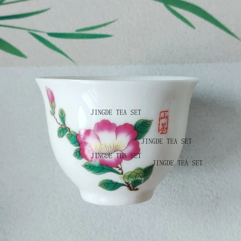 Small Ceramic Kung Fu Tea Cup Creative White Porcelain Sheep Fat Jade Flower Cup Tea Bowl