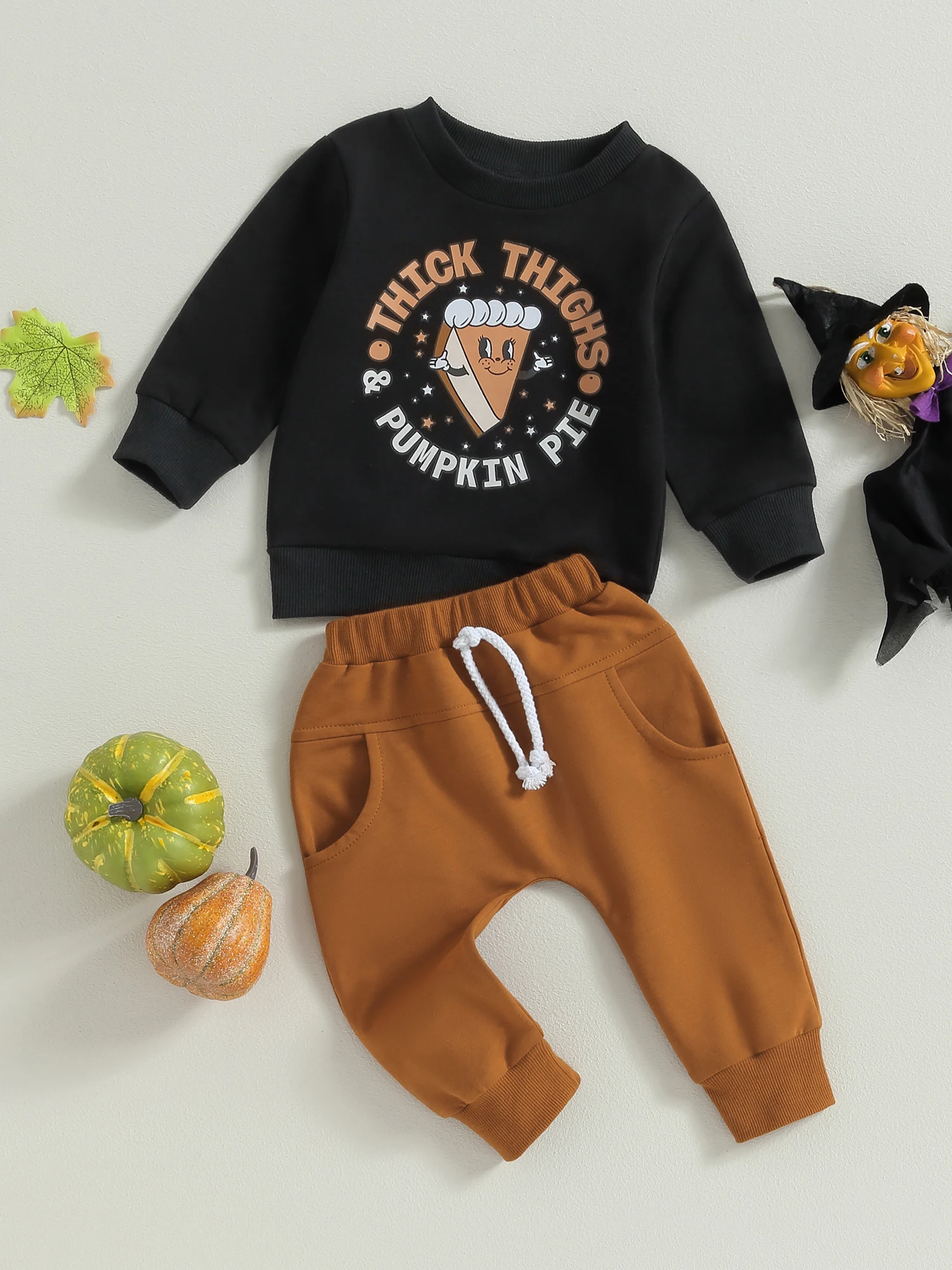 

Baby Girl Ghost Print Long Sleeve Sweatshirt and Leggings Set Halloween Costume Outfit 2Pcs Set Kids