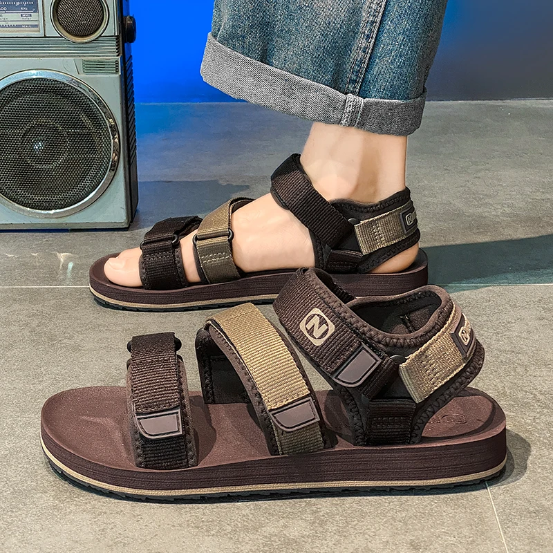 EXTRA SANDAL IN ARMY GREEN MIX ELECTRIC BLUE CALFSKIN main image 1
