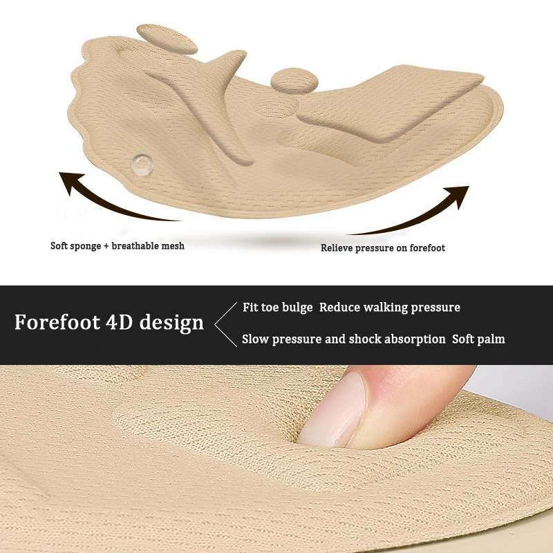 Shoe Insoles Forefoot Pads Toe Pads Forefoot Cushion Women Forefoot Half Insoles for Shoes Shoe Size Reduce Insert Shoe Pads Comfort High Heels Toe Protector Cushion Foot Care Pad