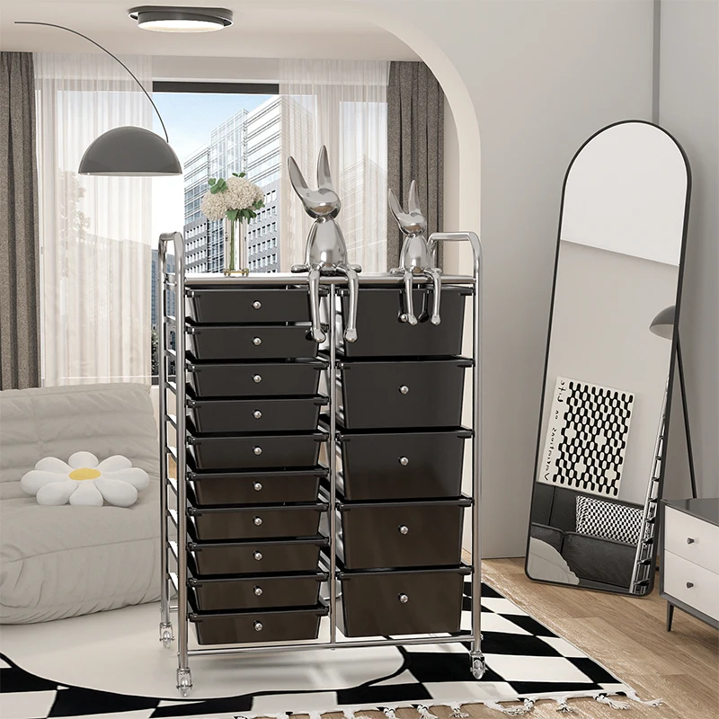 

Welfare multi-furniture storage cabinet drawer type mobile wheeled bedroom simple sandwich plastic storage cabinet shelf