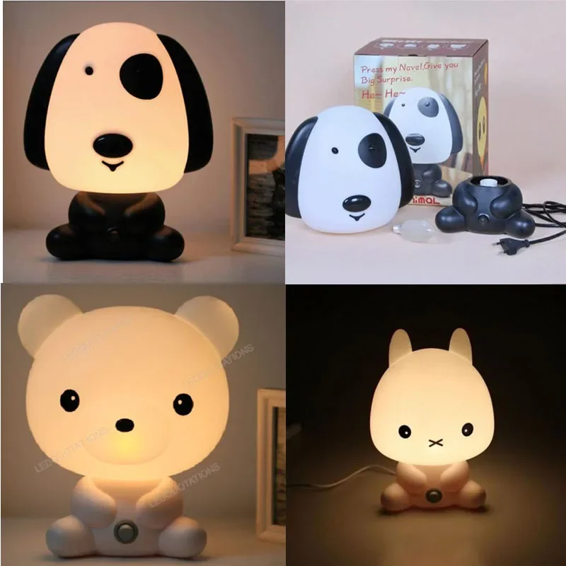 1PCS Bear Rabbit Dog Cartoon Lamp Night Light Led Desk Light Bedroom Bedside Table Lamp Christmas Gifts for Baby Children Kids