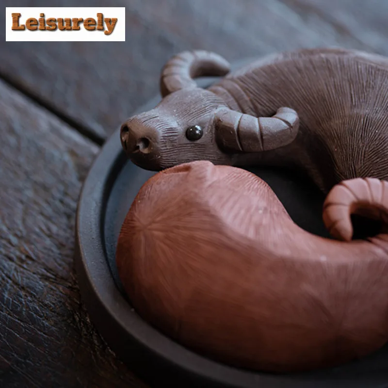 Cow Twists Qiankun Purple Sand Fortune Cow Tea Pet Creative Flowerpot Landscaping Tea Figurine Play Toys Tea Statue Ornaments