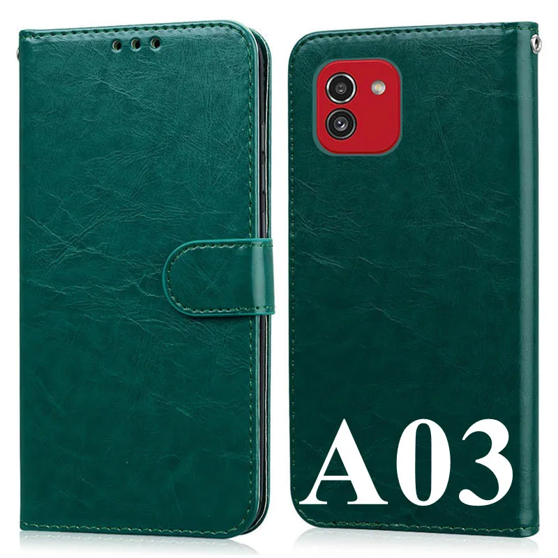 A03 Cover Luxury Solid Color Flip Leather Case leather wallet case leather case phone case leather phone case For Samsung Galaxy A03 A03S