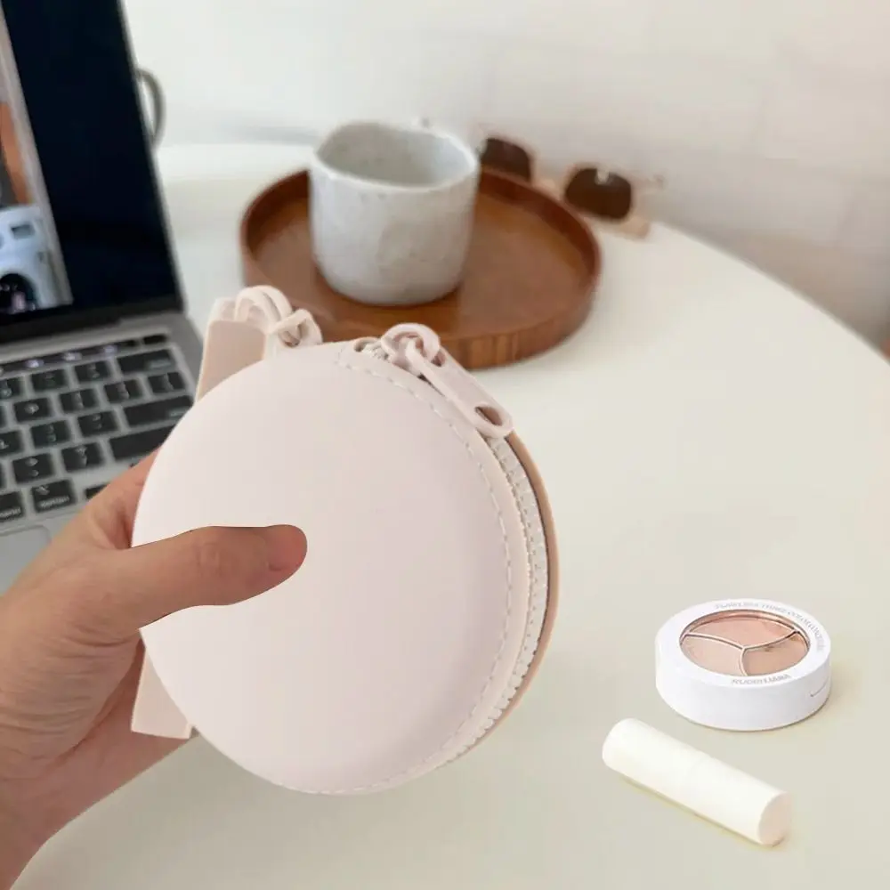 Protable Silicone Coin Purse Zipper Solid Color Earphone Bag Waterproof Cosmetic Bag Students