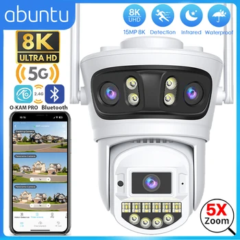 15MP 8K HD Wifi Surveillance Camera Outdoor Three Lens Three Screens Security IP Camera Human Detection 5G Wifi Camera O-KAM PRO 1