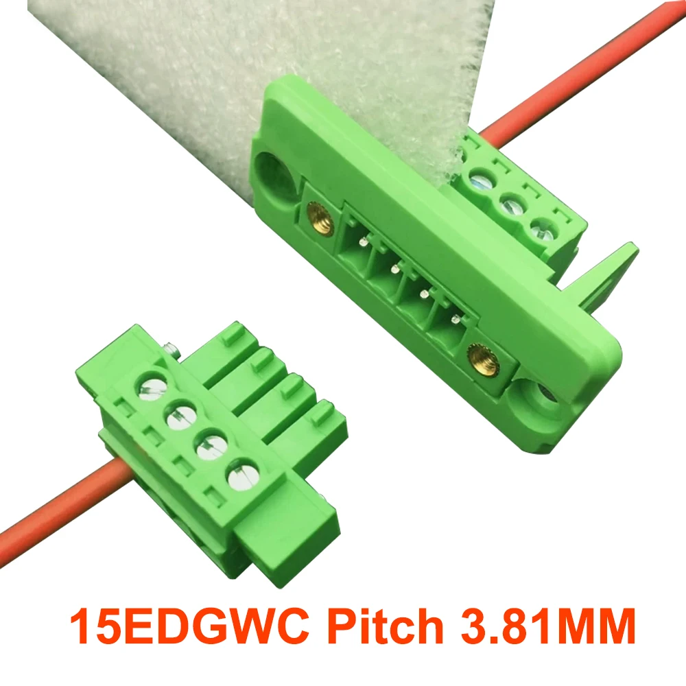 15EDGWC Pitch 3.81mm Pluggable Terminal Block Connector 2P/3P/4P/5P/6P/8P/9P/10P/12P JM15EDGKM 1Set with flange plug-in type