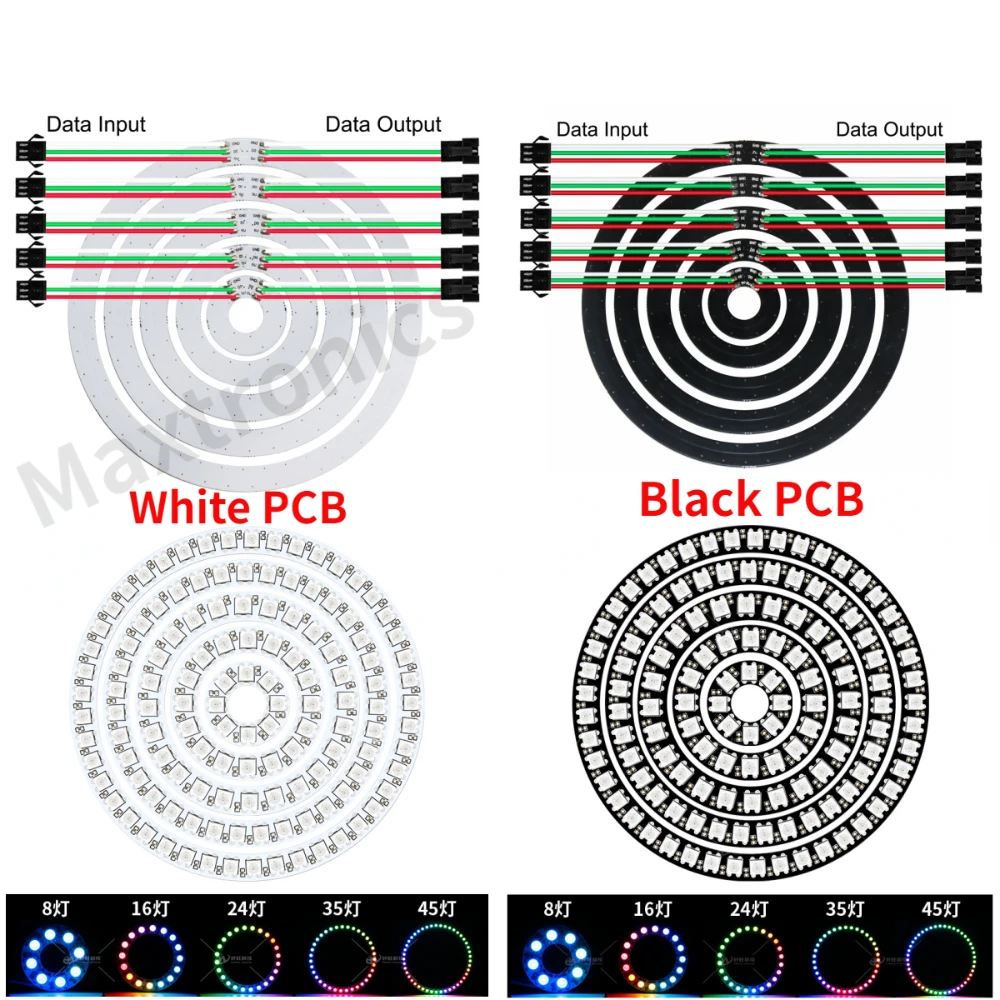 Description Picture 4 of itemLED Pixel Ring WS2812B USB/DC Wire And SP110E Controller Individul AddressabIe 5050 RGB WS2812IC BuiIt-in Led Module or Kits