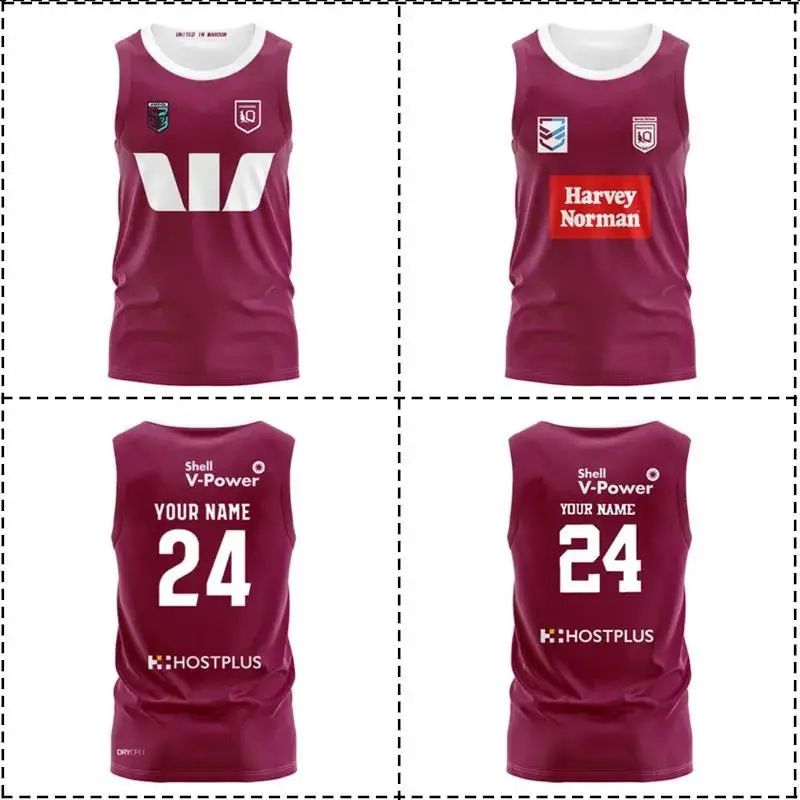 

2024 Queensland Maroons State Of Origin Home / Training Singlet Shorts - Mens Size:S-5XL（Print Name Number）Top Quality