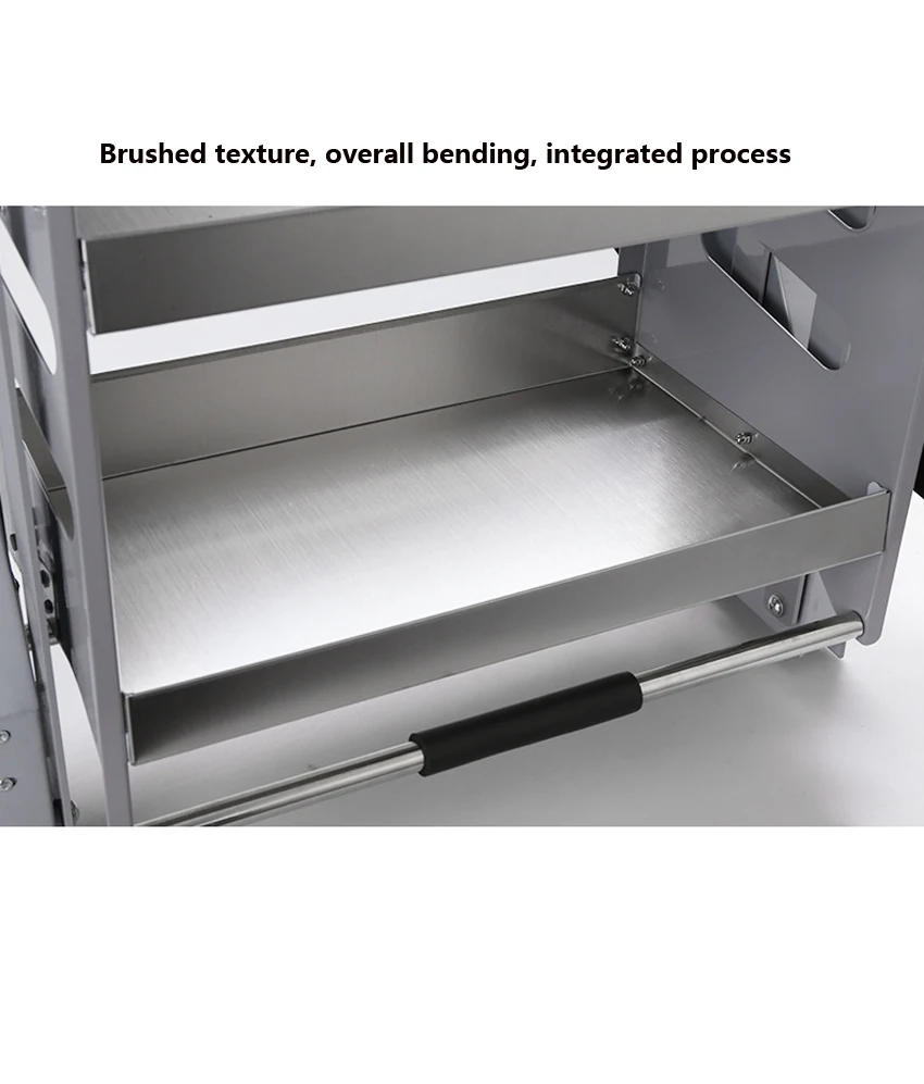 Description Picture 4 of item3 layers Wall Cabinet Lift Pull Basket Kitchen Cabinet Stainless Steel Drawer Baskets Seasoning Bottle Storage Racks