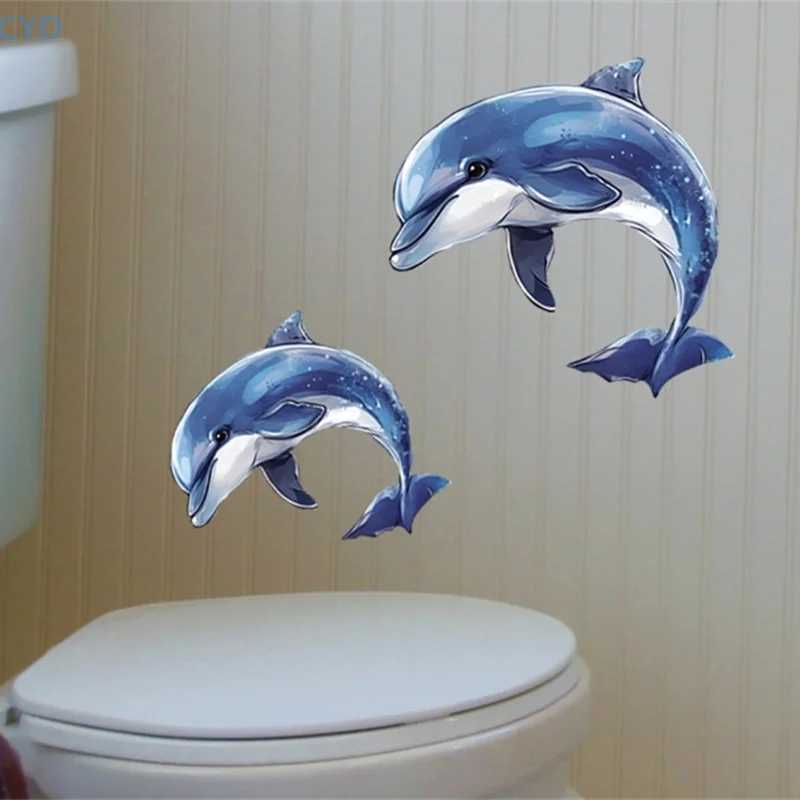 Glow-in-the-dark Dolphin Toilet Sticker Self-adhesive Waterproof PVC Children's Room Bedroom Bathroom Home Decoration Sticker