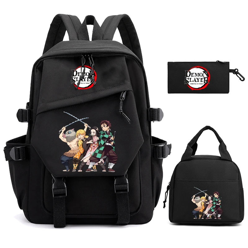 

3Pcs/set Demon Slayer Backpack Student Back To School Bag Teenage Lunch Bags Children Girl Boy Schoolbag Large Travel Backpack