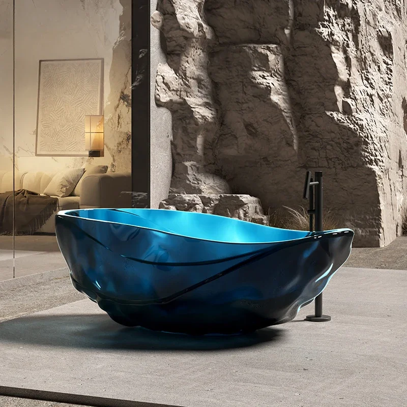 Water ripple freestanding bathtub hotel bathtub transparent colored crystal special-shaped bath