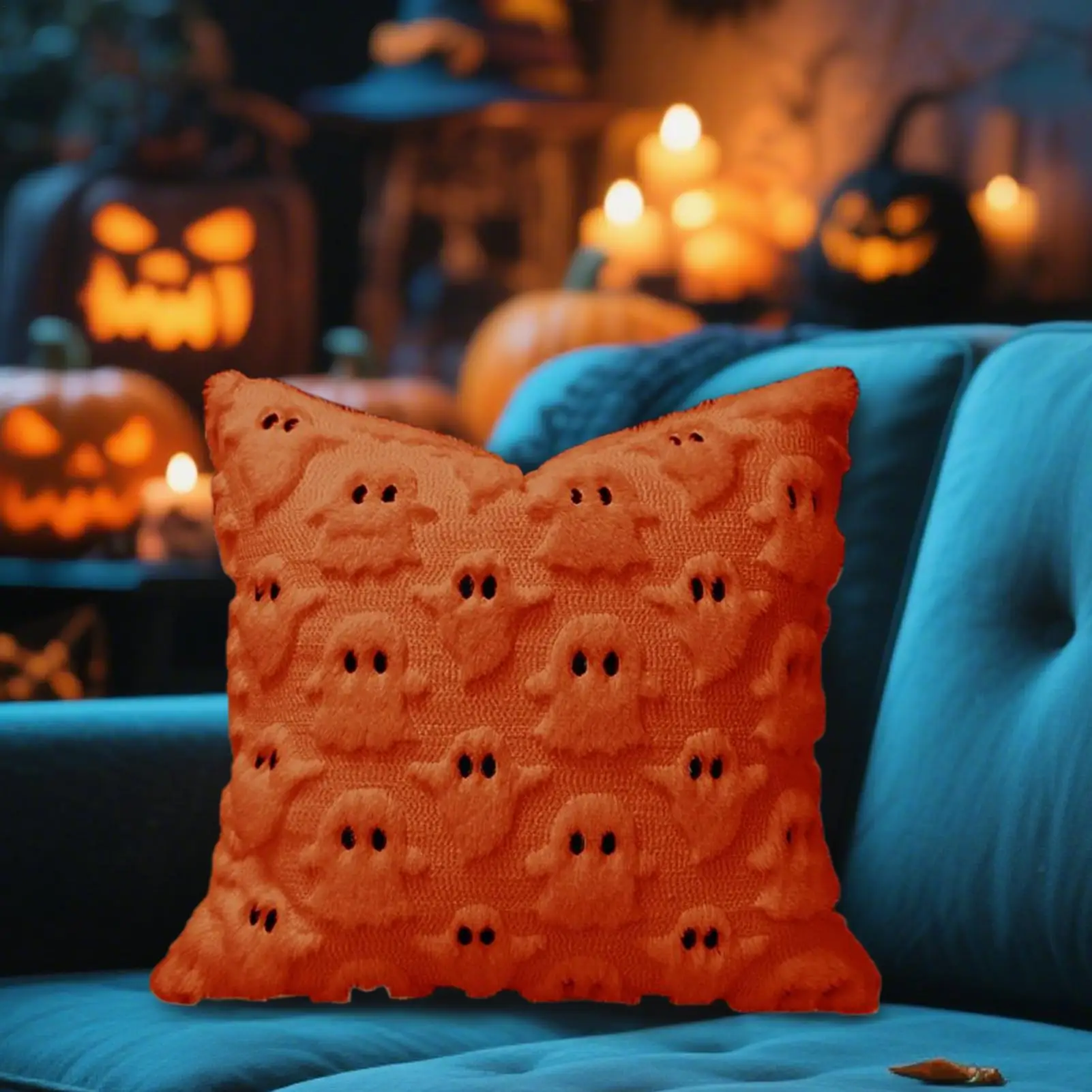 Halloween Ghost Throw Pillow Covers 45x45cm Halloween Ghost Pillowcase Gothic Decor Pillowcase for Couch Sofa for House Room