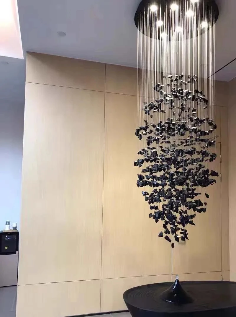 Description Picture 6 of itemModern Large Luxury Stone Crystal LED Chandelier Staircase Living Room Light Fixture Long Hallway Lobby Indoor Home Hanging Lamp