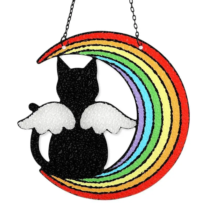 

Cat Memorial Suncatcher Cat On The Moon Window Hanging Sticker Sun Catcher Pet Remembrance Keepsake Cat Halloween Decor