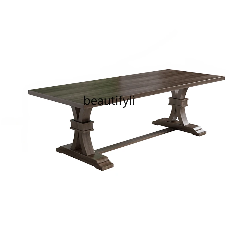 nordic solid wood benches living room benches dining enter the door to change shoes bedside benches and creat American Retro Solid Wood Dining Table Simple Living Room High-End Office Tea Table Log French Home