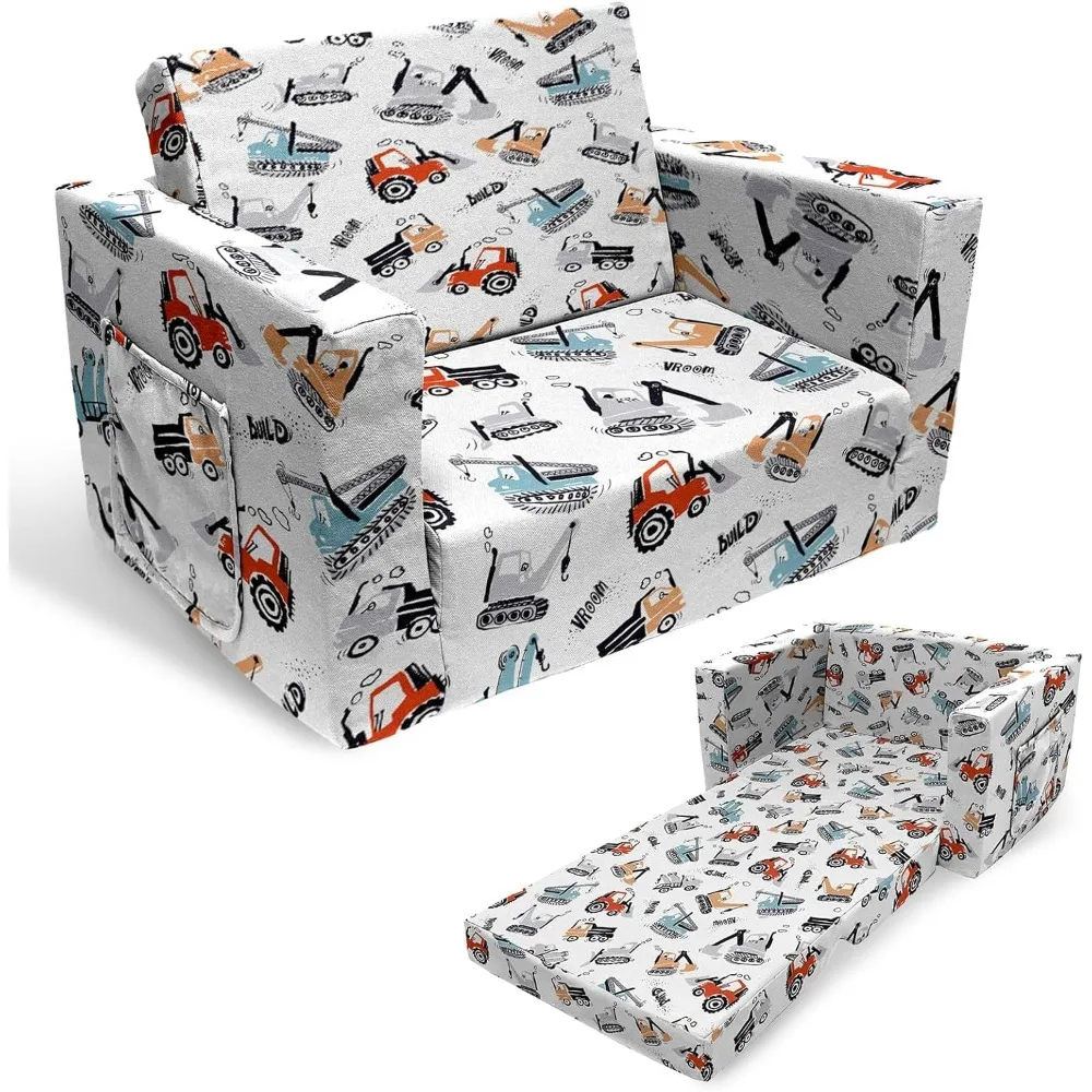 Couch Kids Sofa Children's 2 in 1 Convertible Sofa to Lounger - Extra Soft Flip Open Chair & Sleeper