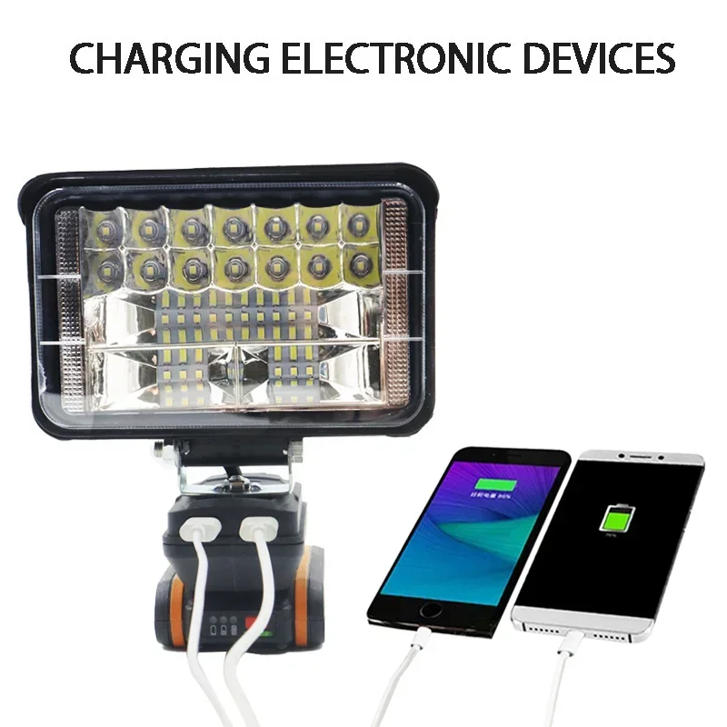 어댑터 LED 라이트 램프 손전등 토치 랜턴 Worx 오렌지 좁은 4 핀 소켓 20V 리튬 이온 배터리 용 USB 휴대 ??전화 충전기