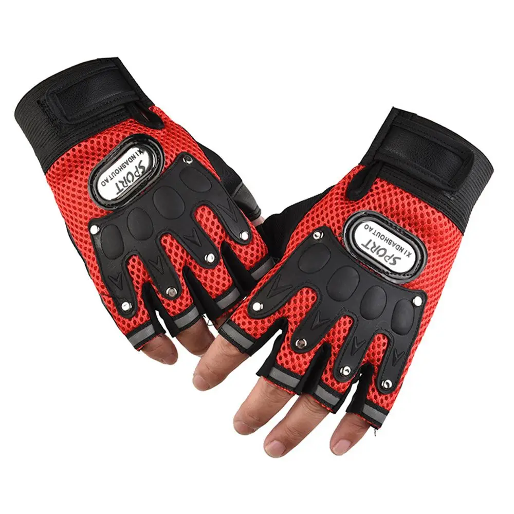 

Sports Men Motocycle Gloves Half Finger Palm Breathable Anti-Slip Riding Gloves Fingerless Gloves Bicycle Gloves PU Leather