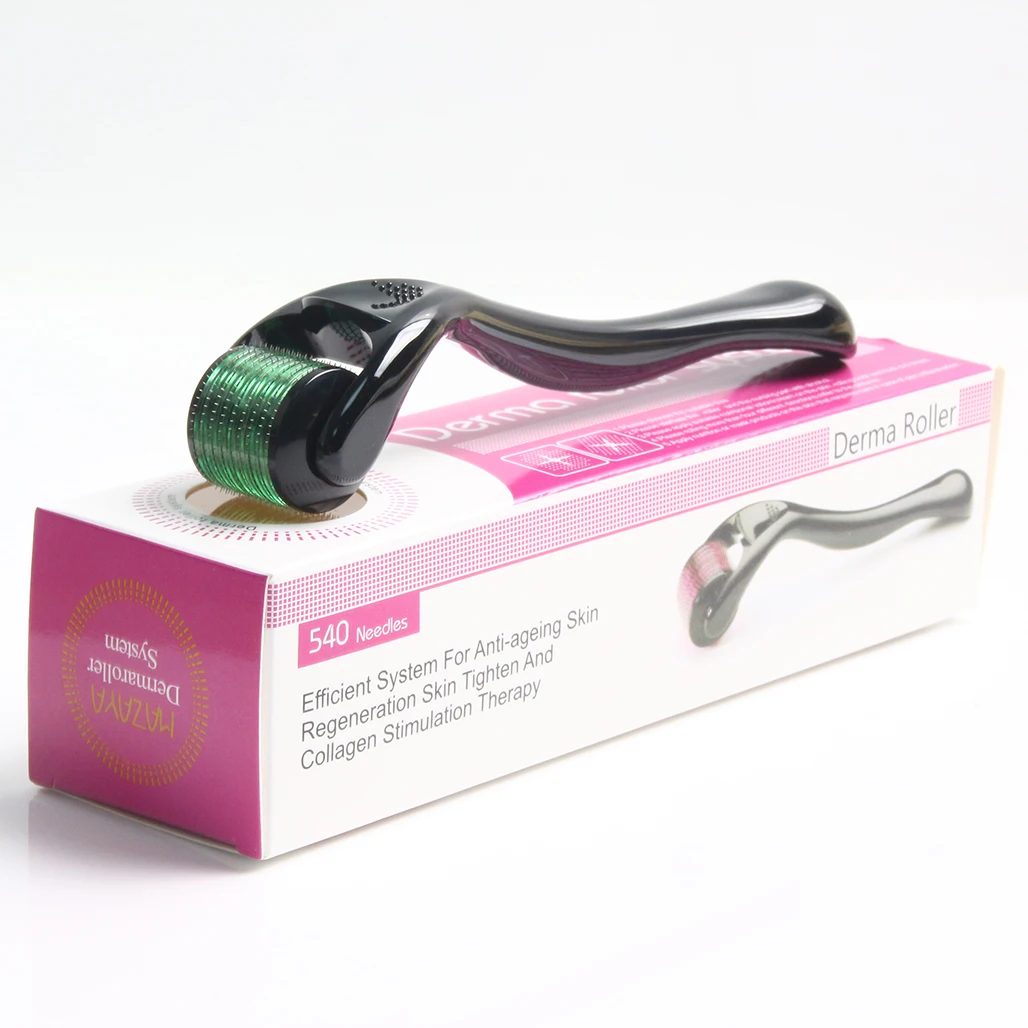 Black Green Derma Roller 540 Pin Derma Roller Microneedling for Face Beard Growth Free Storage Case 1pcs/box derma roller
