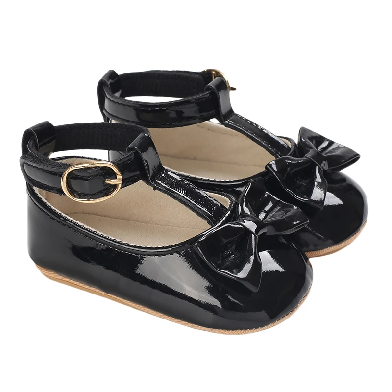 Spring Autumn Baby Girls Shoes Cute Bow PU Leather Princess Party Dance Shoes Solid Color Kids Gilrs Flat First Walkers
