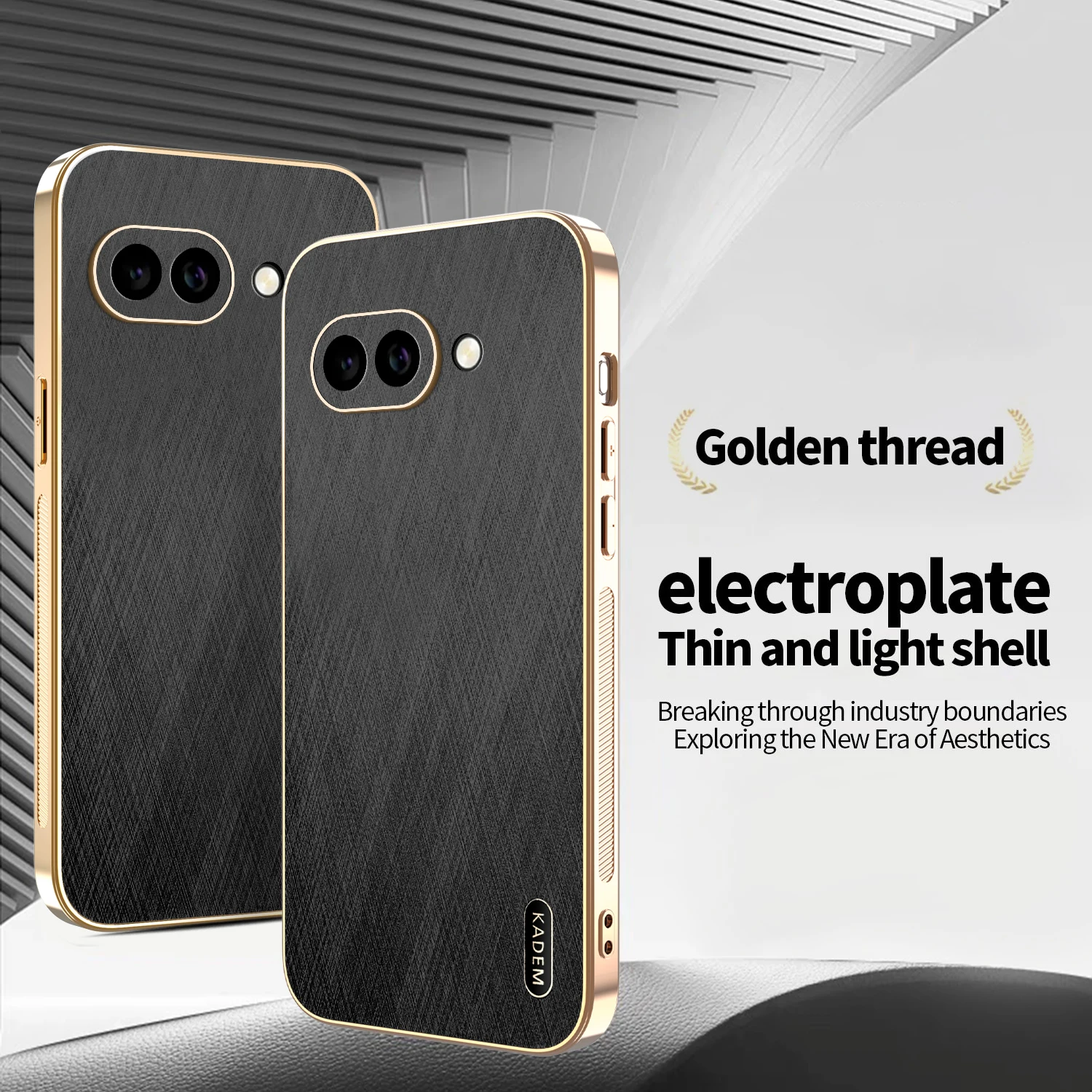 Luxury Gold Silk Texture Leather-Plated Shockproof Case