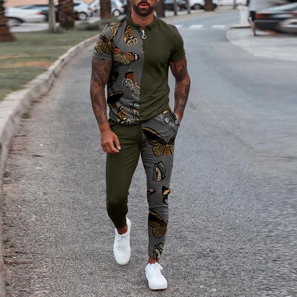Slim Fit Trend Youth Leisure Set Multicolor Men's Set Europe and America 2023 Summer Popular Men's Wear 2023 New  Clothes