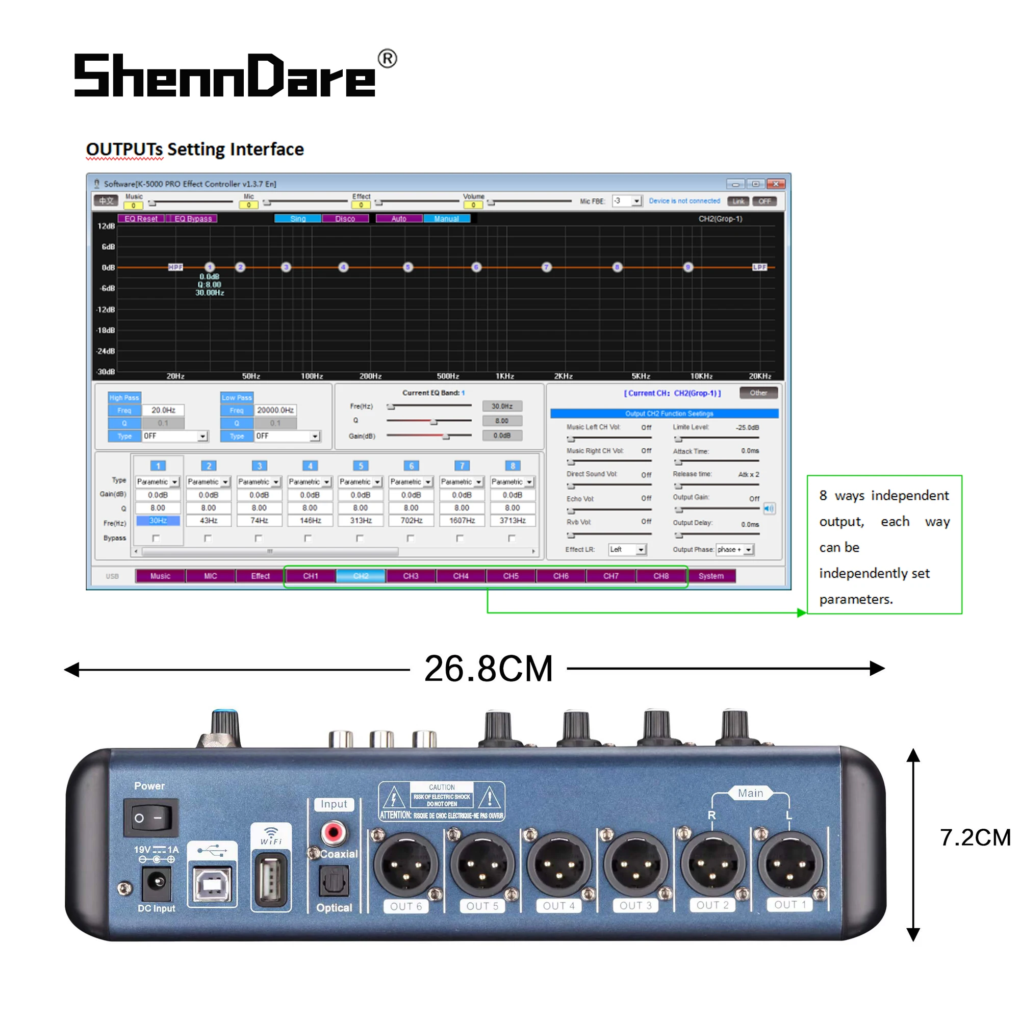 ShennDare Screen-Touch 6 Channels MD2006 Digital Mixer Audio Professional Dj Controller Mixer Audio Sound Mixing By WIFI/USB