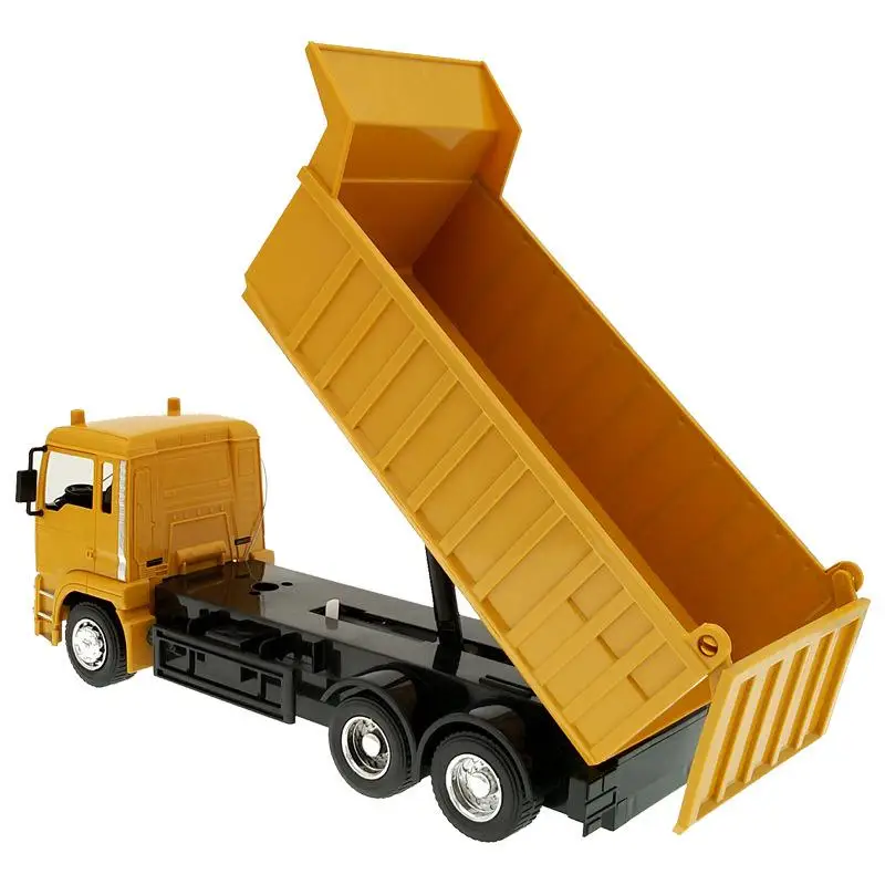 Rc Cars  Dump Truck Vehicle Toys For Children Boys Xmas Birthday Gifts Yellow Color Transporter Engineering Model Beach Toys 4