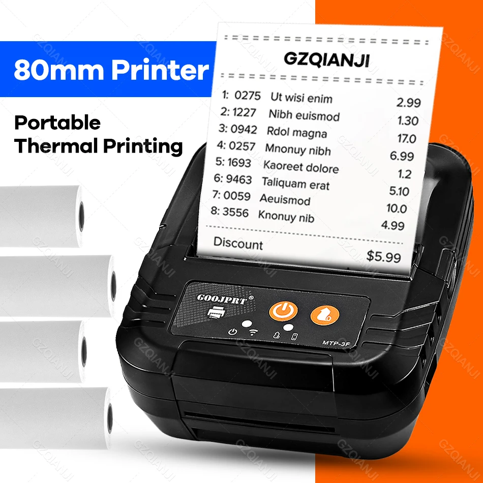 80mm Wireless Portable 3inch Receipt Thermal Printer Bluetooth