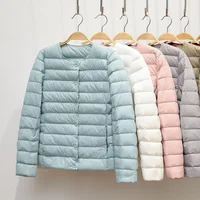 Women Liner Duck Down Jacket O-neck Variable V-neck 2022 New Female Winter Keep Warm Collarless Ultralight Quilted Puffer Coat 2