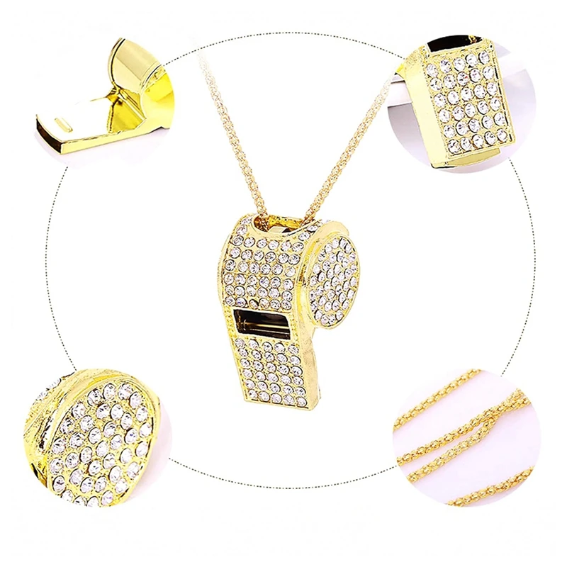 Whistle, Metal Crystal Rhinestone Whistle, Shining Whistle With Keychain For Referees, Coaches, Teachers 5