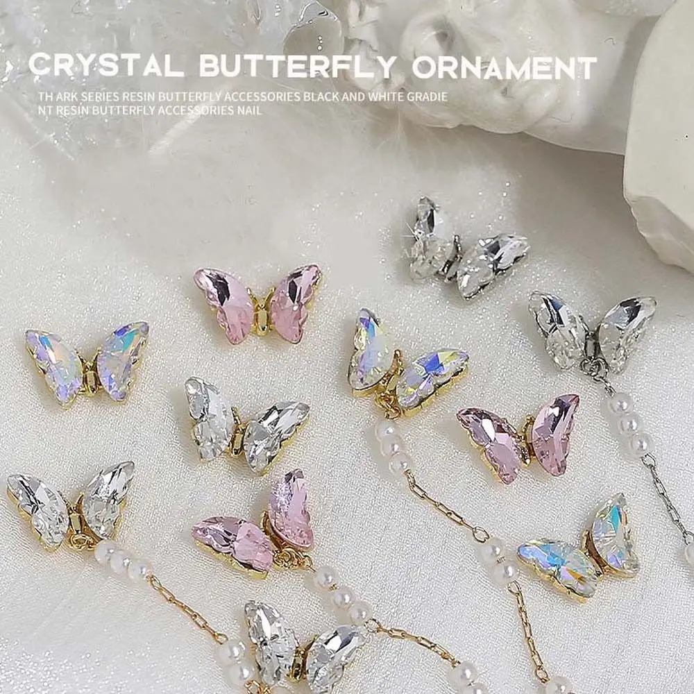 

Butterfly Nail Charms 3D Nail Art Drills Aurora Nail Decorations Pearl Nail Chain Butterfly Nail Rhinestones Nail Art Jewelry