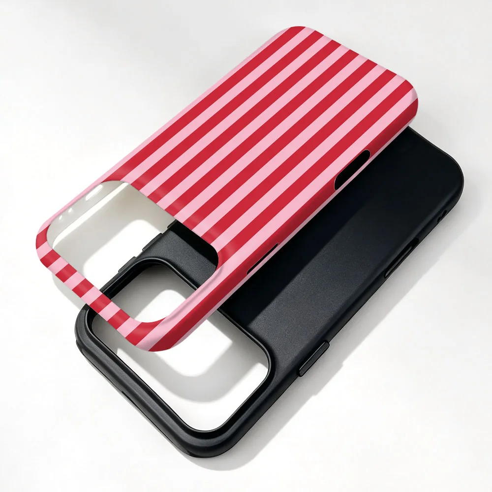 Magnetic INS Fashion Stripe 2-in-1 Film Cover Phone Case