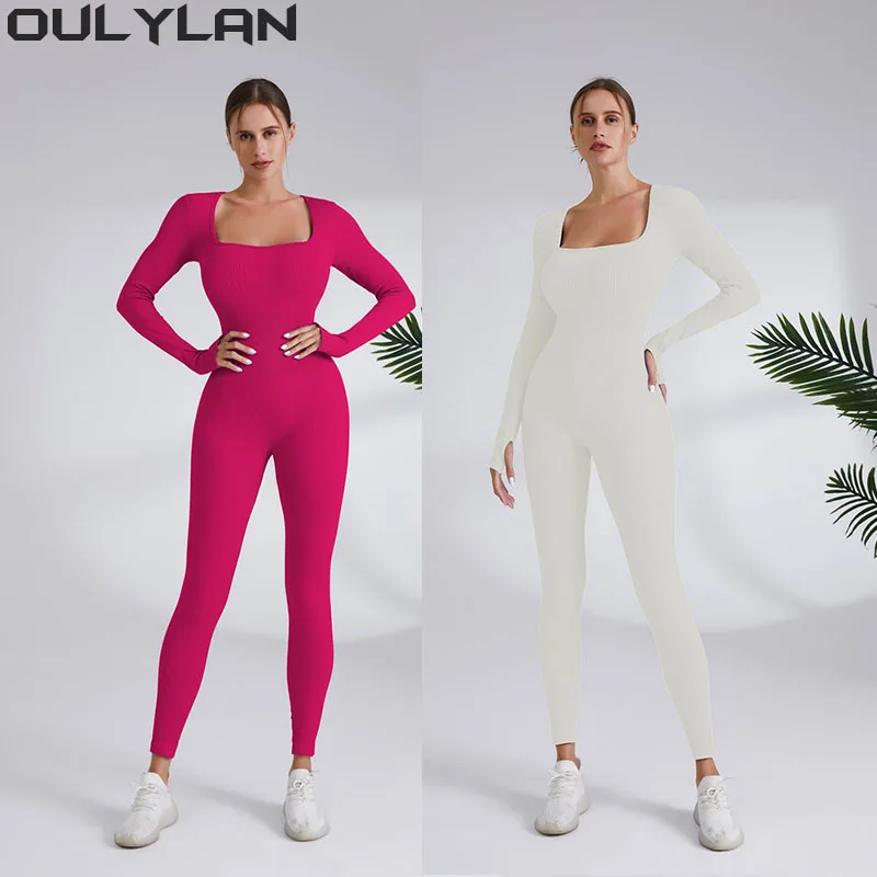 

Цельнокроеный спортивный пикантный облегающий костюм-бойлер Oulylan для женщин, тренировочная одежда для спортзала, йоги, фитнеса с длинными рукавами