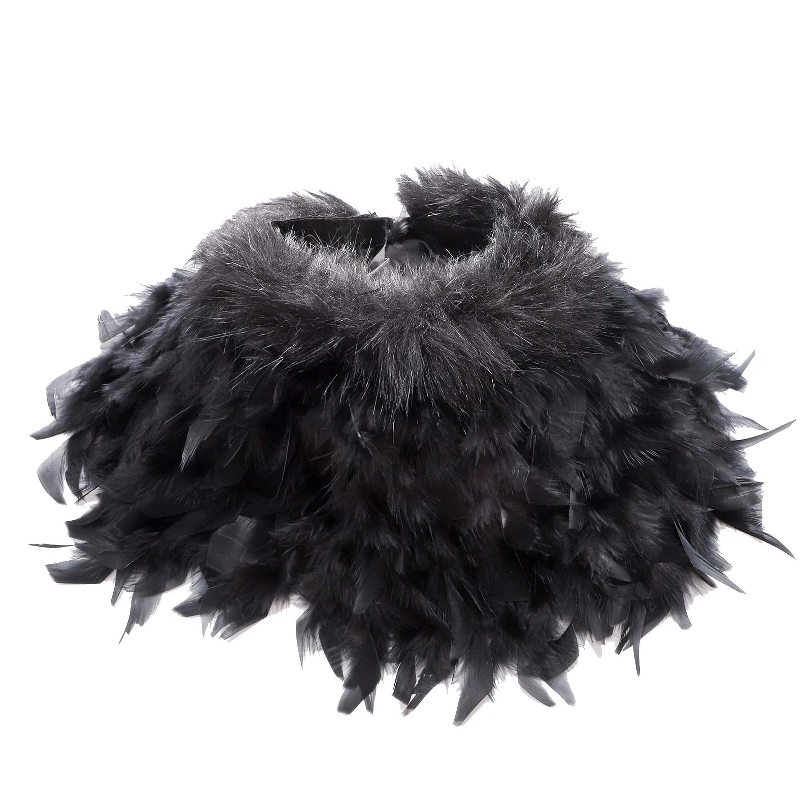 

Black Natural Feather Shrug Shawl Shoulder Wraps Cape Gothic Collar Cosplay Party Body Cage Harness Bra Belt Feather Fake Collar