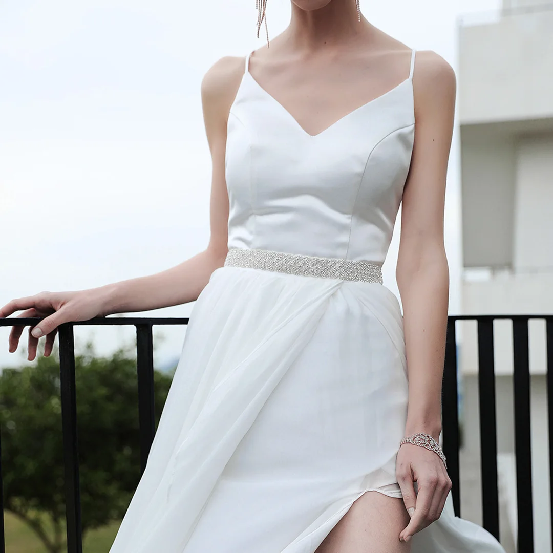 

European and American new high-end hand-set diamond waist seal manufacturers direct sales wedding dress accessories bridal belt