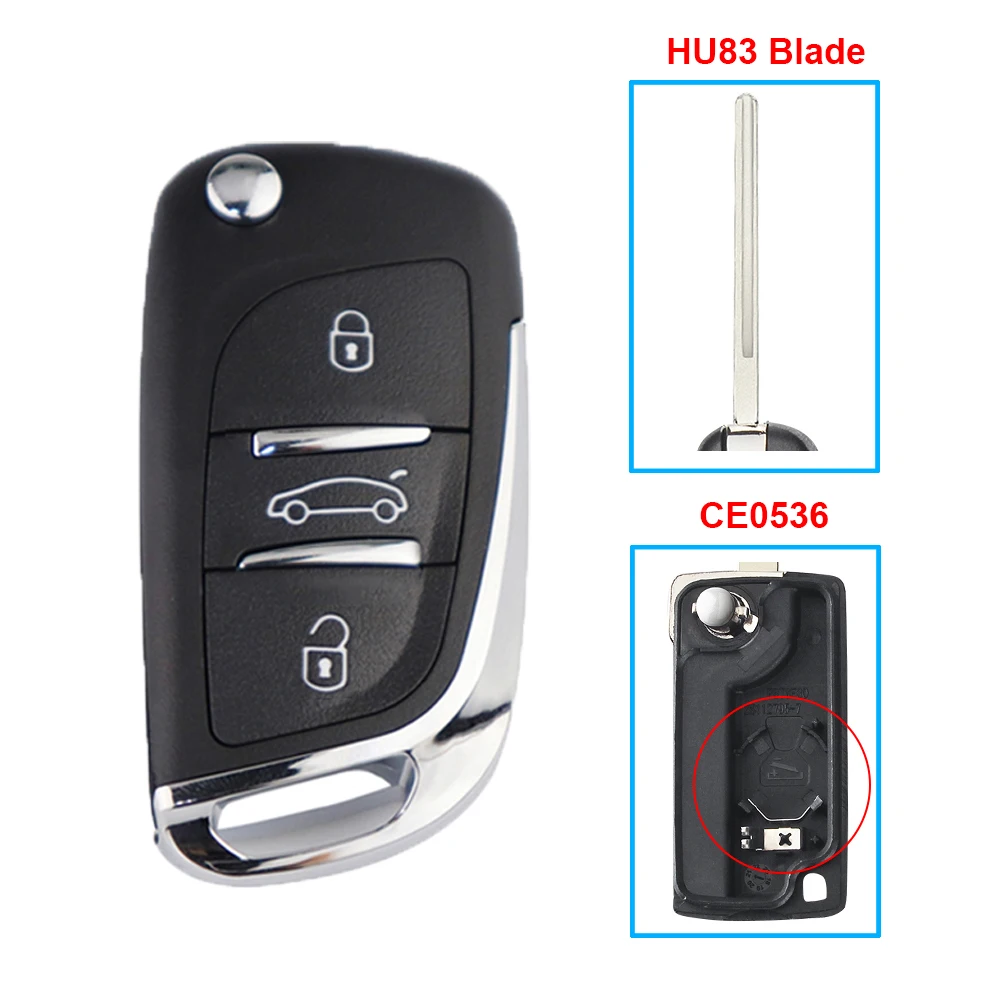 thumbnail image 1 of Carcasa de llave de coche modificada para Peugeot 207, 206, 307, 308, 407, 208, 306, 107, 406, 807 Partner para Citroën C2, C3, C4, C5, C6, C8, Xsara Berlingo, 1 of 5