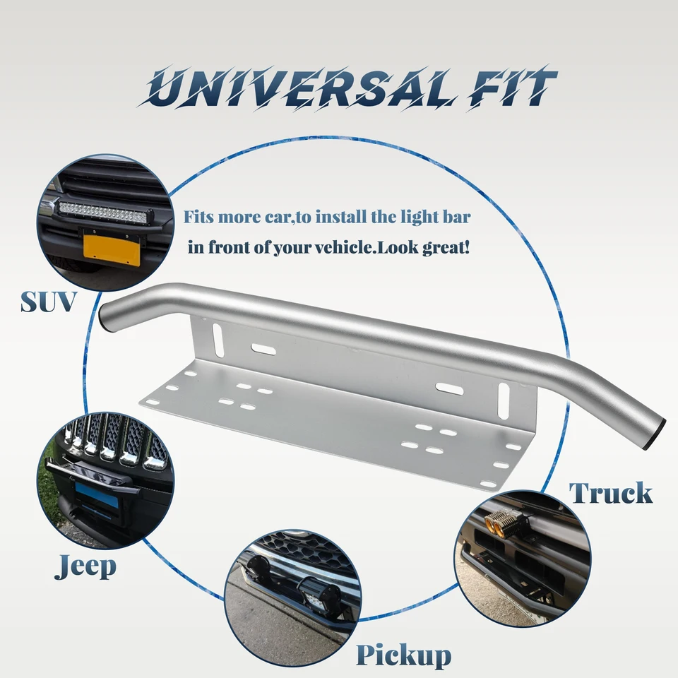 Soporte Universal Para Placa De Matrícula Delantera 23" - Para Montar Luces LED, Bull Bar, Parachoques